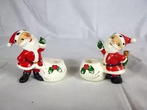 PR Vintage 1958 Holt Howard Babbo Natale portacandele in ceramica - Foto 1 di 9