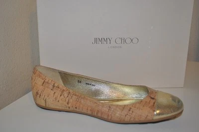 NIB Jimmy Choo WHIRL Gold Toe Cork Ballerina Flat Shoe Ballet Tan 40.5 - 10 US - Image 1 of 4