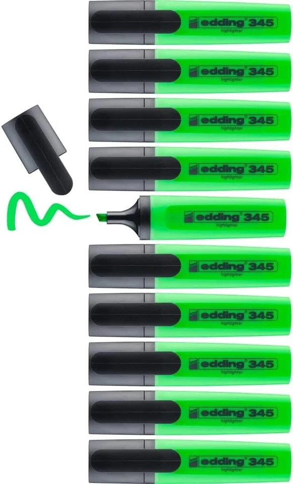 edding 345 Textmarker hellgrün 10 Highlighter Keilspitze 2-5 mm - Bild 1 von 1