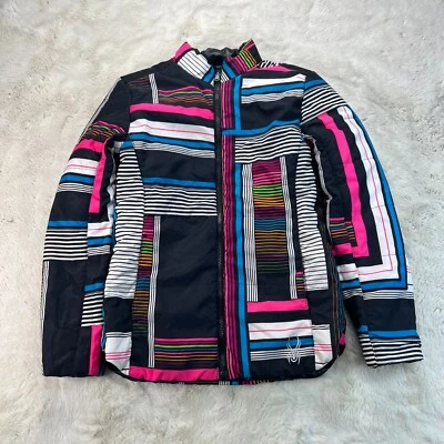 Chaqueta de plumón Spyder reversible Thinsulate para mujer talla XL negra/multicolor Foto 1 de 4
