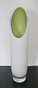 Unique Movado Art Glass Vase in White with Green Interior - Picture 1 of 5