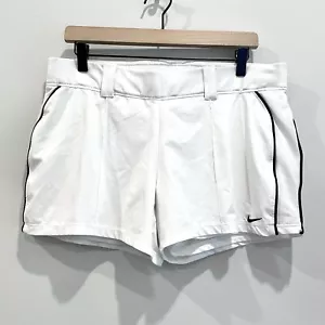 Nike Fit Dry Women's L Softball Training Pull On Lined Shorts White Black Trim - Picture 1 of 11