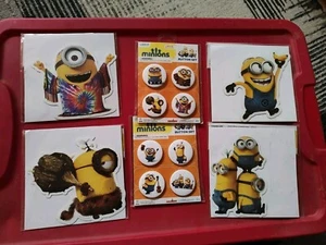 Lot Of 6 Minions 4 Fridge Car Magnet And 2 Buttons Set - Picture 1 of 12
