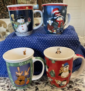 (4) Christmas Holiday Coffee Mugs with Hidden Figures NEW (M4) - Picture 1 of 11