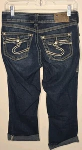 Silver Capri Jeans Womens 27 Blue Suki Surplus Curvy Thick Stitch Flap Pockets - Picture 1 of 9