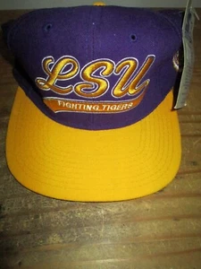 Snapback LSU TIGERS vtg 1990s 100% WOOL Deadstock NWT Starter Hat Script jersey - Picture 1 of 6