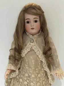 "Muñeca antigua cabeza bisque alemana KESTNER 171 28"" cuerpo compuesto, traje de encaje, peluca HH" - Imagen 1 de 24