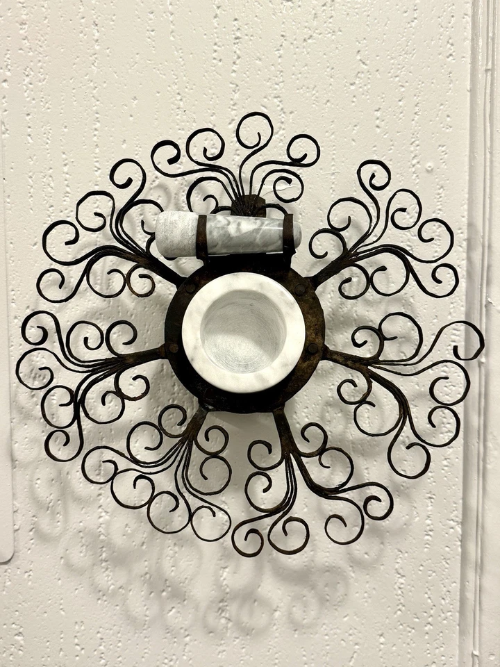 Antique  Primitatve French Farm House Folk Art Mortar and Pestle Holder Stand - Image 1 of 4