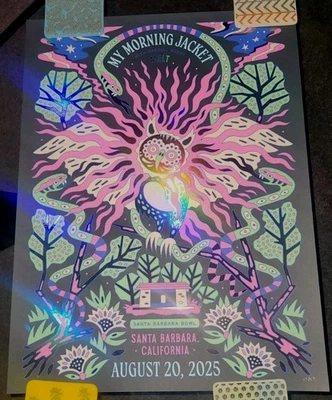 MY MORNING JACKET RAINBOW FOIL POSTER 2025 SANTA BARBARA BOWL IS TOUR NUMBERED  - Image 1 of 4