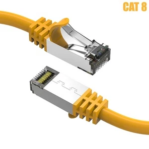0.5FT CAT8 RJ45 Network LAN Ethernet SFTP Cable Cord 40Gbps 2GHz 26AWG Yellow - Picture 1 of 4