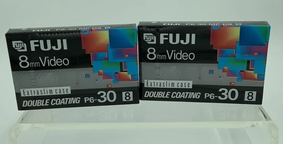 2 Fuji 8mm Video P6-30 extraslim case blank unused cassette tapes NOS - Изображение 1 из 1
