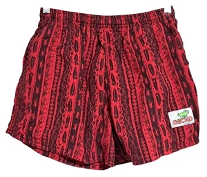 Vintage Gecko Hawaii Herren Badehose Gr. M rot & schwarz Tribal Print Nylon - Bild 1 von 6