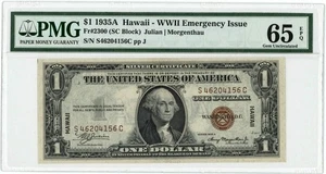 FR.2300 $1 1935A Hawaii Segunda Guerra Mundial Emisión de Emergencia Gema Unc 65 EPQ PMG 950644-91 - Imagen 1 de 3