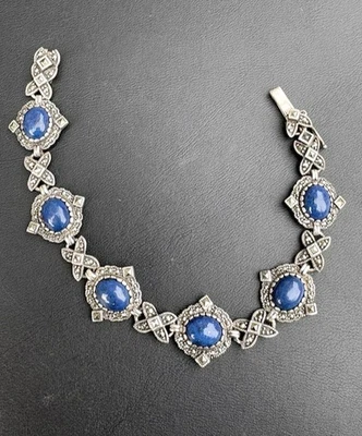 PULSERA PLATA ESTERLINA 925 LAPISLÁZULI Y MARCASITAS Foto 1 de 4