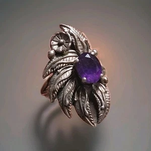 Exquisiter Vintage Sterlingsilber, Amethyst Zuni Ring signiert SAM PIASO Größe 6,25 - Bild 1 von 8