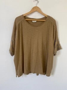 Wrap London Blouse 16 Tan Pullover Top Short Sleeve Lace Oversized - Picture 1 of 7