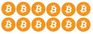 12er-Pack - Bitcoin Logo Aufkleber Abziehbild - Krypto Laptop akzeptieren Bit Münze Zahlung - Bild 1 von 3