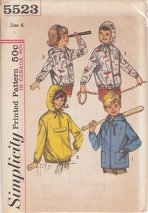 Vintage Girls' & Boys' Hooded Jacket Sewing Pattern S5523 Size 6 - Picture 1 of 1