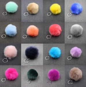 Fluffy Soft Pompom Keyring Keychain Faux Fur Handbag Pendant Charm Ball UK - Picture 1 of 4