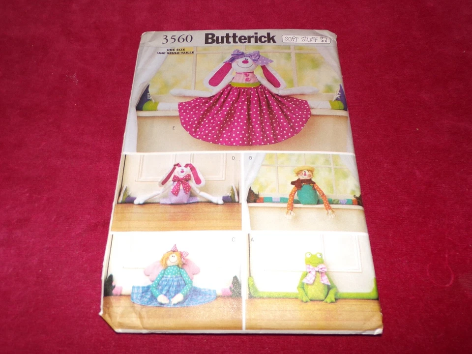 Draft Stopper Sewing Pattern Bunny Rabbit Scarecrow Frog Angel Butterick 3560