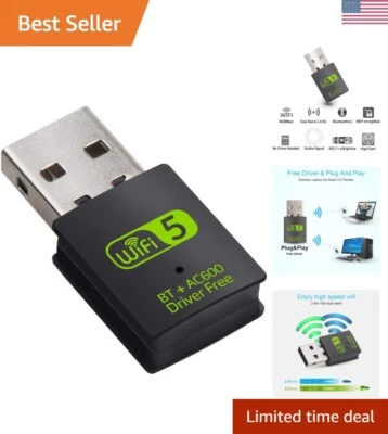 WiFi & Bluetooth 600Mbps USB Adapter - Driver-Free, Plug and Play Convenience - Image 1 of 4
