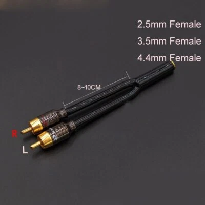 3.5mm 2.5mm 4.4mm Jack Female Socket to Dual RCA Male HIFI Audio Splitter Cable~ - Image 1 of 4