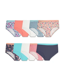 Fruit Of The Loom Girls 10 Pack Assorted Cotton Low Rise Brief - Picture 1 of 2