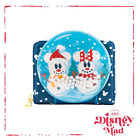 Disney Loungefly Snowman Mickey And Minnie Snow Globe Zip Around Wallet