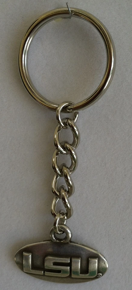 LSU Tigers - Geaux Tigers ОВАЛЬНЫЙ Колледж Футбол Серебряный Брелок Брелок Бесплатная доставка - Изображение 1 из 1