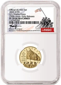 2025-W Proof $5 US Marine Corps Gold 250th Anniversary NGC PF70 FDI First Issue - Picture 1 of 4