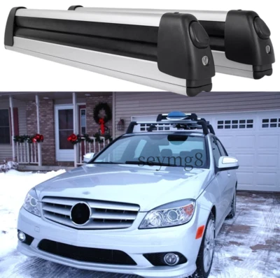 Roof Rack Corssbar Ski Snowboard Carriers w/Lock For Mercedes Benz W204 C-Class - Imagem 1 de 4