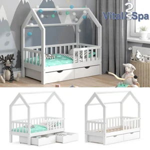 Kinderbett Hausbett Spielbett Wiki 70x140 inkl Lattenrost 2 Schublade VitaliSpa  - Bild 1 von 7