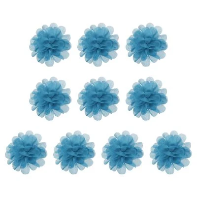 Diadema artesanal de 10 piezas de flores de tela de gasa de 2,8 pulgadas para hágalo usted mismo color azul Foto 1 de 4