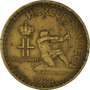 [#221376] Coin, Monaco, Louis II, 2 Francs, 1924, Poissy, EF, Aluminum-Bro, nze