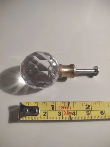 Lot of 2 Vintage Hardware Architectural Salvage Clear Glass Drawer Pull Knobs Cover