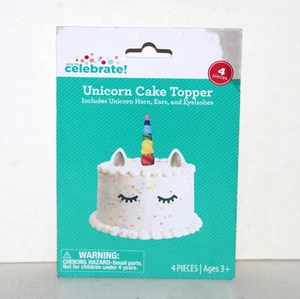 Rainbow Unicorn Cake Decoration Topper set horn ears eyelashes NEW fun - Picture 1 of 6