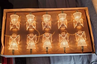 Vintage Silvestri Christmas Lights 10ct Clear Angel String Strand x2 Sets NIOB - Image 1 of 4