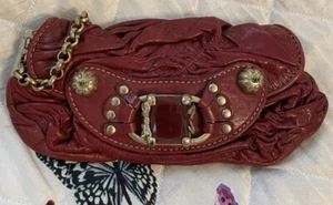 Bolso Cartera JUICY COUTURE Merlot Rojo Y2K Pequeño Cuero Recogido Joyas - Imagen 1 de 11