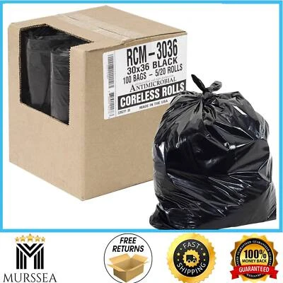 Trash Bags 30 Gal. Black Plastic Strong Tall Heavy Duty Garbage Kitchen 100-Pack - Image 1 of 4