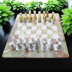 15" grüner Onyx Schachspiel, Aufbewahrungsbox, handgefertigtes Schachspiel für Vatertagsgeschenk - Bild 1 von 15