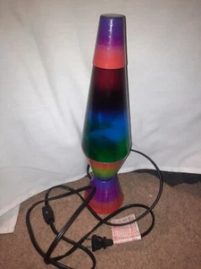 14.5" LAVA LAMP Rainbow Base Cap & Glass White Lava Working College Hippie - Picture 1 of 8