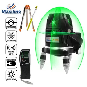 5 Green Beams Self Leveling Cross Line Laser Level Tripod Staff Receiver Video - Picture 1 of 10
