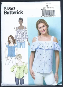 BRAND NEW/UNCUT Butterick B6562 Misses Tops Pattern 4 Variations (Sizes 6-14) - Picture 1 of 2