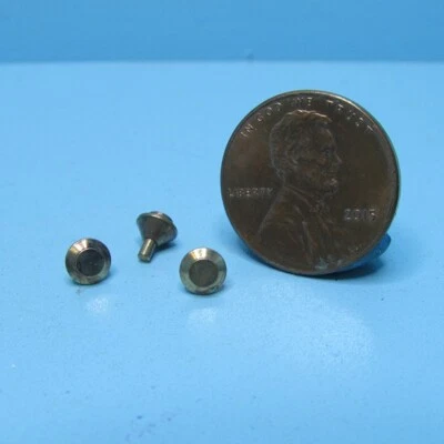 Dollhouse Miniature Brass Round Drawer / Cabinet Pulls Set of 3 CLA05554 - Image 1 of 2