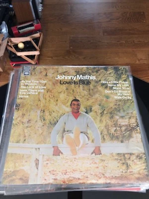 Mint- Johnny Mathis Love Is Blue CBS Records Shrink Wrap LP Album Demonstration - Image 1 of 4