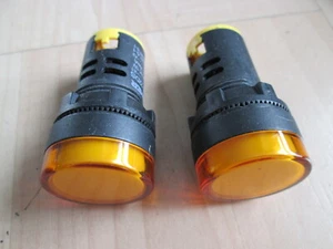 Lot (2) Yellow LED Indicator Light AD16-22DS 12V AC/DC 20mA 1-1/8" 28mm #E11AE - Picture 1 of 9