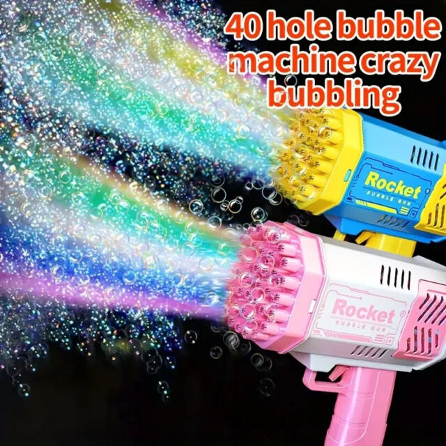 Bubble Machine Gun, Purple Bubble Gun with Lights/Bubble Solution, 69 Holes  Bubbles Machine for Adults Kids, Summer Toy Gift for Outdoor Indoor