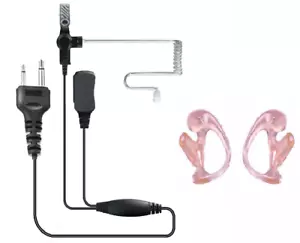 Auriculares acústicos encubiertos de radio ICOM de 2 pines con moldes para orejas micrófono PTT - Imagen 1 de 5