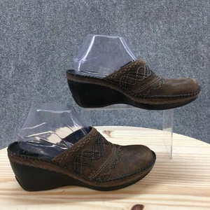 Clarks Shoes Womens 8 M Artisan Clogs Mules Wedge Slip On Heels Brown Leather - Picture 1 of 15