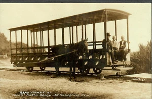 Vintage St. Augustine RPPC "Rapid Transit" Capos North Beach Horse+Trolley #2 - Picture 1 of 2